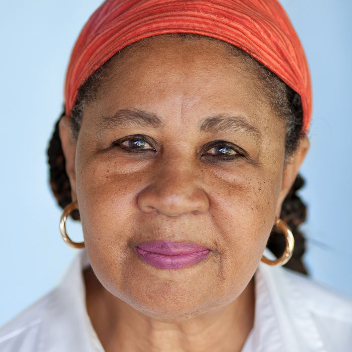 Jamaica Kincaid with Orange Headband Color Portrait