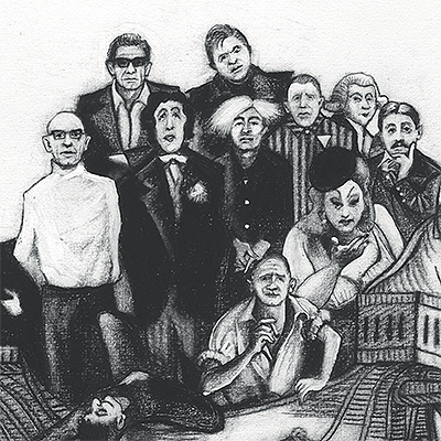 Michel Foucault Influencers Drawing (detail) by Patrick Chambon