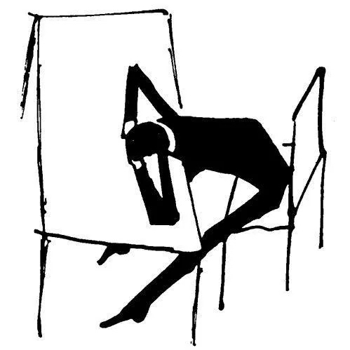 (Writing Head in Hands Resting on Emtpy Table), Franz Kafka Ink B&W Drawing